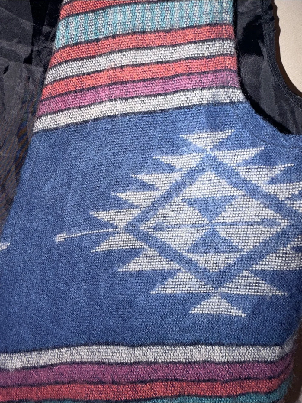 Vintage Appointments Blue Patterned Southwestern Vest
